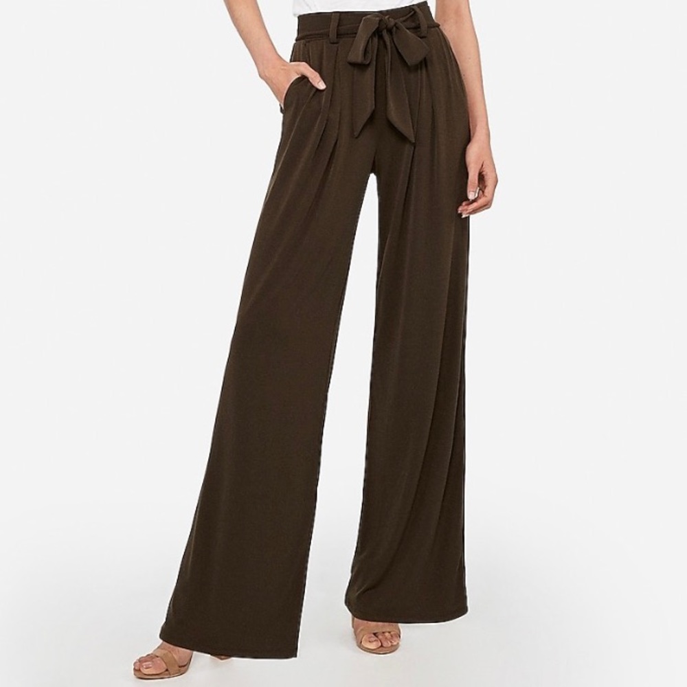 IN BLACK - High Waist Wide Leg Paper Bag Pants